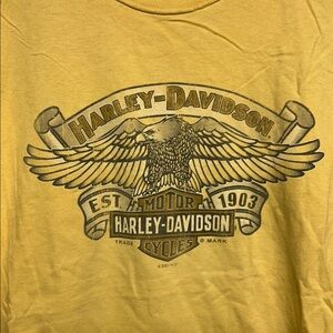 Harley-Davidson Logo Tee xl 2007 faded yellow T-shirt Adams Center, New York